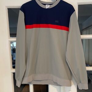 Puma x TMC Men's Navy and Gray Crewneck Sweater with Red Stripe